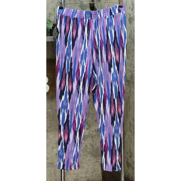 NWT IMAN Ikat Jersey Knit Ankle Pants Large Purple - Picture 3 of 5